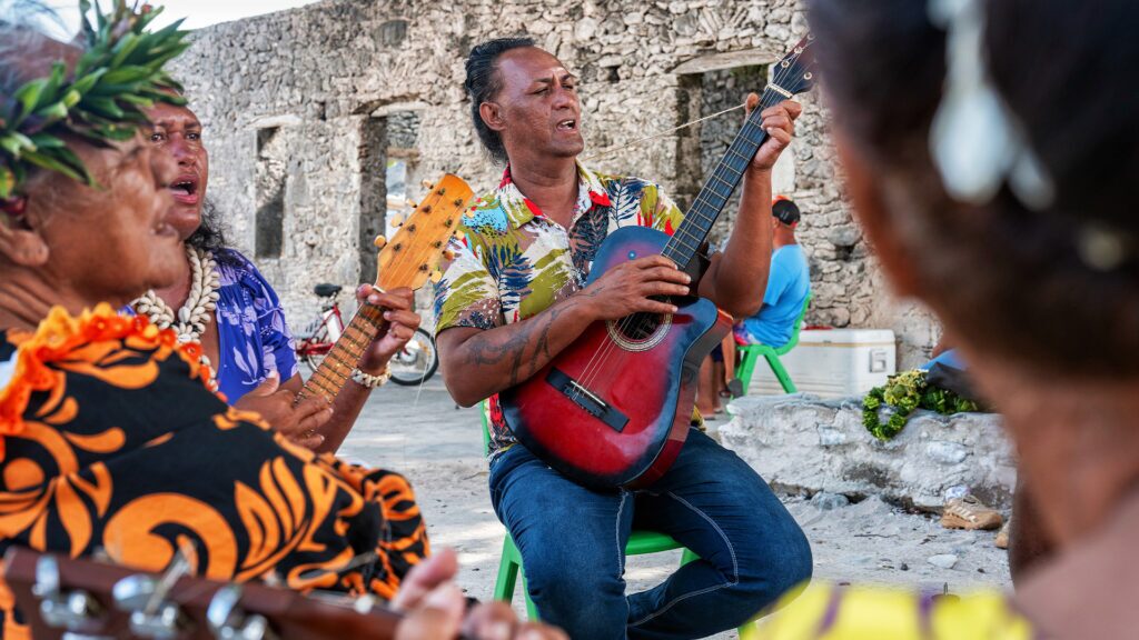 Pitcairn Island locals playing music