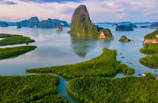 Panorama, vue, de, Sametnangshe, vue, sur, les, montagnes, de, la, baie de Phang Nga